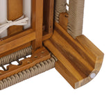 Acacia Wood Outdoor Patio Chaise Lounge with Adjustable Backrest