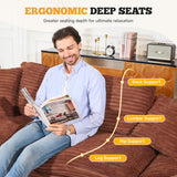 Corduroy Modular Sectional Extendable Convertible Vacuum Packed 8-Seater Square Sofa Deep Seats for Large Family