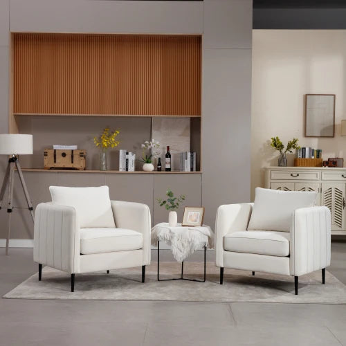 Velvet Comfy Single Seat Sofa Chair Mid-Century Modern Armchair with 1 Pillow and Metal Legs for Bedroom Office Reading