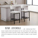 Modern Home Bar Stools with Fabric Cushion Set of 2 Ergonomic Backrest Metal Legs for Hotels Dining and Kitchen Use