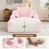 Modern Convertible Reclining Oversized Extendable Chaise Lounge Chair Living Room Iron Frame Velvet Deep Seat Sofa Bed Sleeper