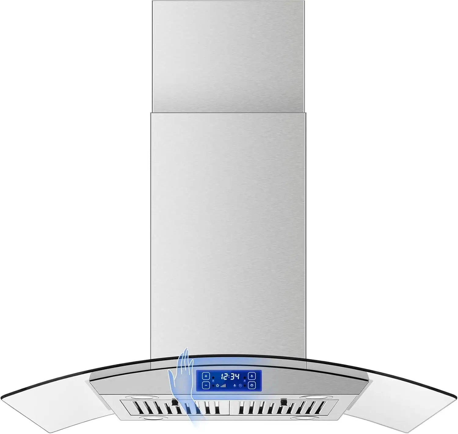 Island Range Hood 36 Inch 700 CFM Ceiling Mount Kitchen Stove Hood Ducted with Tempered Glass 4 LED Lights Ges