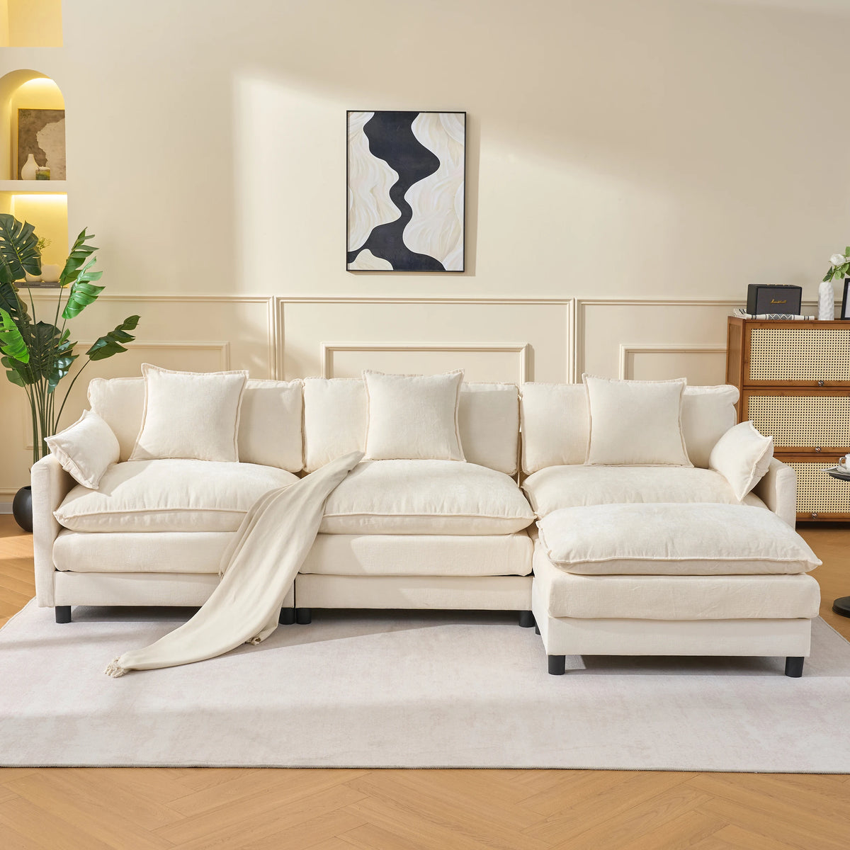 Luxury Modern New Design Living Room Furniture Couch Sectional Compressed Chenille Fabric Modular Sofa Set