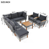 9-Piece Rattan Patio Outdoor Furniture Sectional Conversation Set
