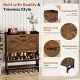 Modern Eco-Friendly Space-Saving Barn Door Flip-Top Adjustable Modular Shoe Rack Durable Wood Construction Home Furniture
