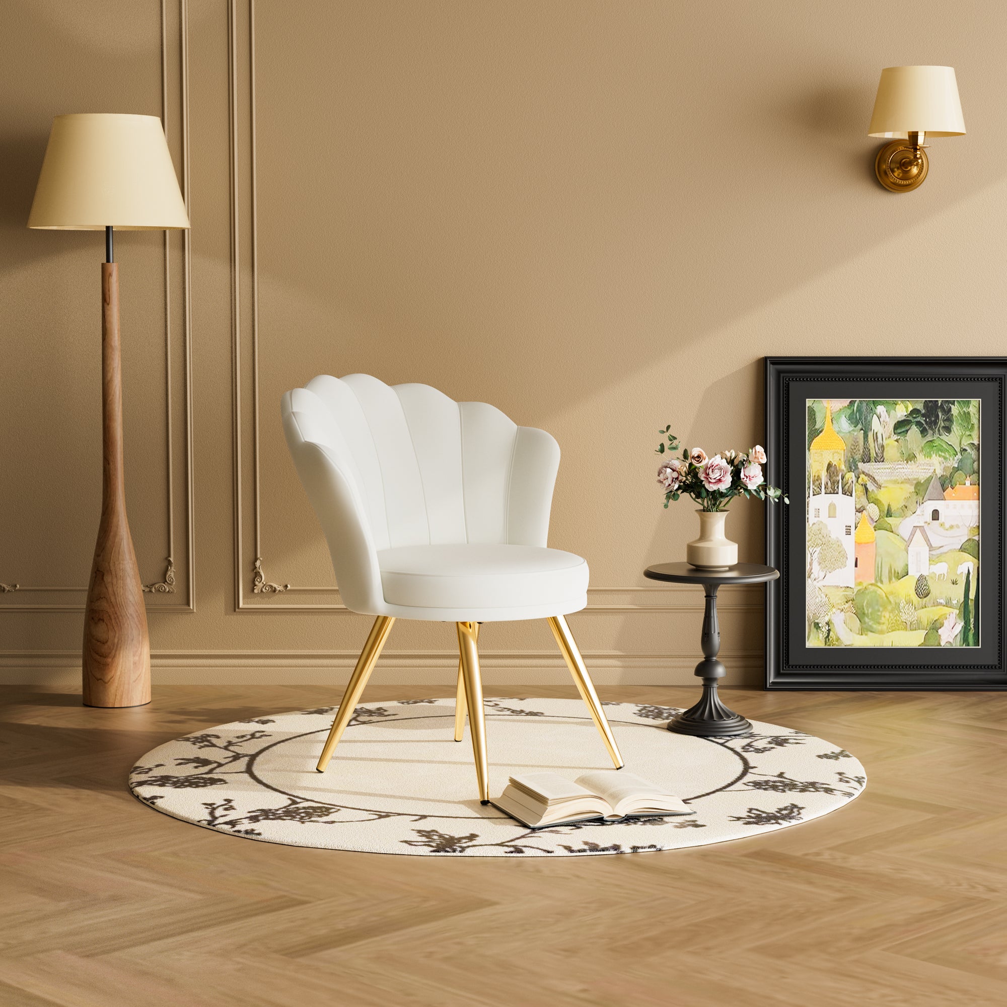 Velvet Adjustable Swivel Swivel Chair with Gold Metal Legs Steady Modern Design for Dining Hotel & Living Room Use