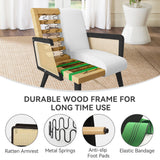 Modern Eco-Friendly Accent Chair with Rattan Arms and Iron Legs Massage Lounge Chair for Apartment Bedroom Dining Use
