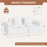 Modern Square Chenille Extendable Convertible Sofa Bed Set 2-3 Seater Non-Assembly Removable Pillows High Capacity Sponge Living