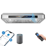 Tieasy Under Cabinet Range Hood 30 Inch, 900 CFM  Voice/Gesture/Remote/Touch Control, Memory Function
