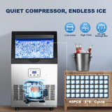 Ice Maker,110LBS/24H Commercial Ice Machine Stainless Steel Ice Maker Machine with 25LBS Capacity,45 Ice Cubes - view 2