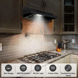 Range Hood 30 Inch Under Cabinet, Stainless Steel Kitchen Vent Hood 280CFM, Built-in Kitchen Stove Hood W/Rocker Button Control