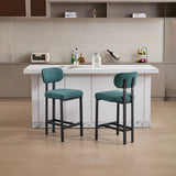 Modern Home Bar Stools with Fabric Cushion Set of 2 Ergonomic Backrest Metal Legs for Hotels Dining and Kitchen Use