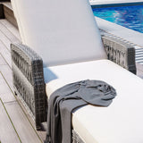 Wicker Reclining Outdoor Patio Chaise Lounger with Armrests