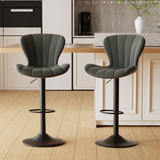 Modern Swivel Steady Bar Stools with Adjustable Fabric Seat and Footrest for Home Bar Counter Height (Set of 2)