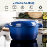 6QT Ceramic Dutch Oven 2QT Aluminum Lid Ceramic Non-Stick Coating Stainless Steel Bottom Dishwasher Safe Oven Safe Roasting Gas