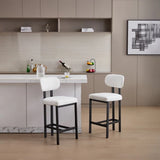 Modern Home Bar Stools with Fabric Cushion Set of 2 Ergonomic Backrest Metal Legs for Hotels Dining and Kitchen Use
