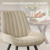 Ergonomic Modern Ribbed Dining Chair Premium Fabric Upholstered Waterproof Soft Adjustable Foot Pads Living Room Park (Set of 4)