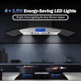 Island Range Hood 36 Inch 700 CFM Ceiling Mount Kitchen Stove Hood Ducted with Tempered Glass 4 LED Lights Gesture/Touch Control