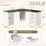 Modern L-Shaped Office Desk with USB Charging Drawers & File Cabinet Easy Assembly for Home & Office