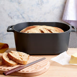4.5QT Cast Iron Enameled Eco-Friendly Heat Resistant Dutch Oven Lid Silicone Oven Mitts Non-Stick Bread Baking Pot PFOA/PTFE