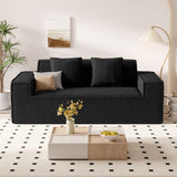 Modern Square Chenille Extendable Convertible Sofa Bed Set 2-3 Seater Non-Assembly Removable Pillows High Capacity Sponge Living