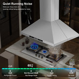 30" Island Range Hood 700 CFM Ceiling Mount Kitchen Vent Hood with Gesture/Touch Control, 3Speed Fan & 4 LED Lights,Time Setting