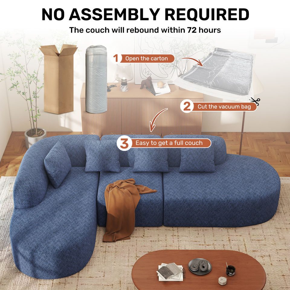 Boneless Convertible Extendable Massage Modular Sectional Sofa Chaise L-Shape Cloud Design Sponge Filled Velvet Sofa Apartment