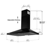Black Range Hood 30 Inch,Hood Vents for Kitchen with ,Vent Hoods 30 Inch,Wall Mount Ductless Range Hood with LED Light