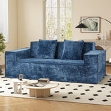Modern Square Chenille Sofa Bed Set with Deep Seat Boneless Design Includes 2 Pillows-Living Room Bedroom Apartment