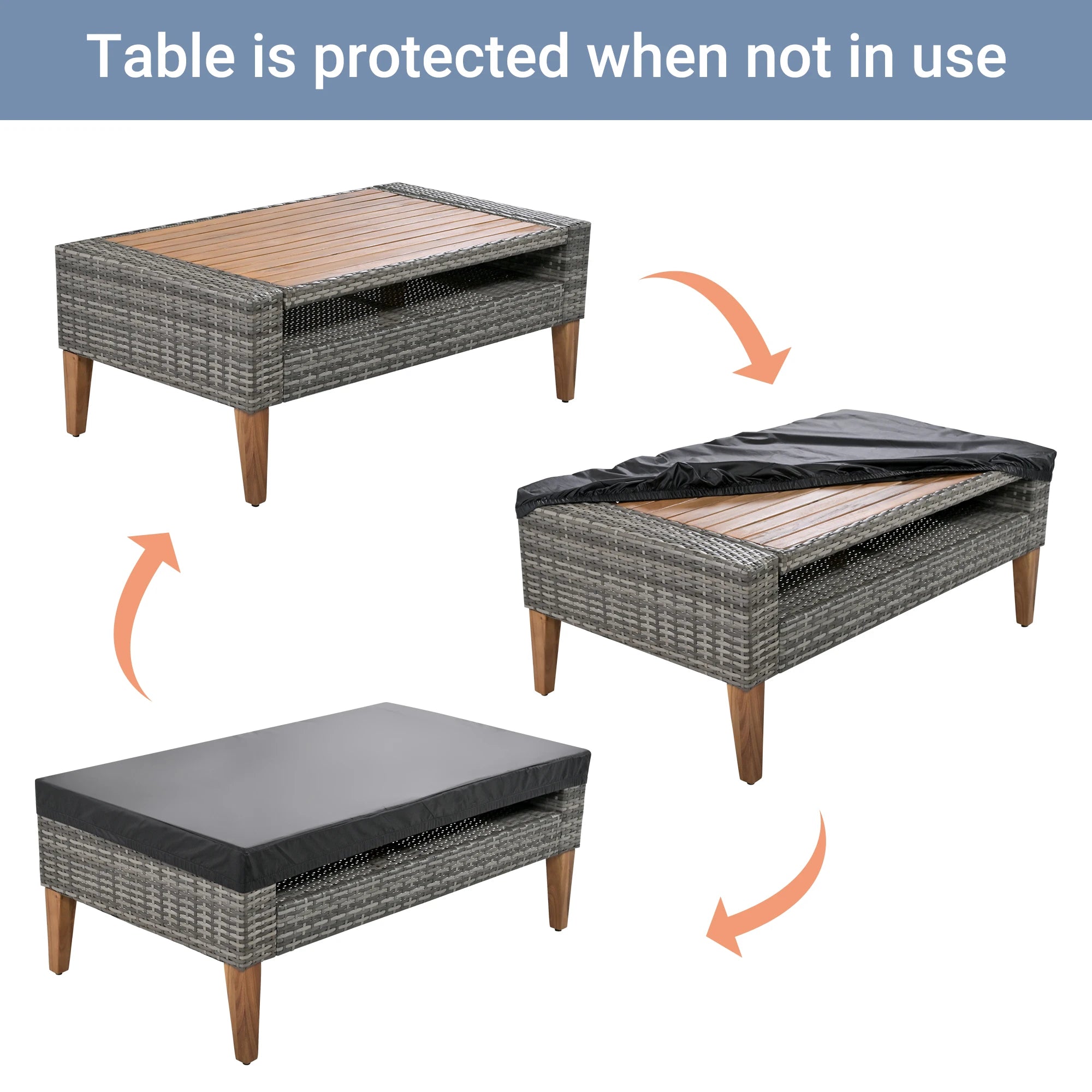 6-Pieces Wicker Rattan Patio Outdoor Sofa Set