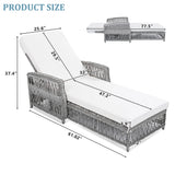 Wicker Reclining Outdoor Patio Chaise Lounger with Armrests