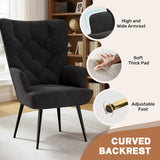 Mid Century Modern Velvet Convertible Accent Chair Durable Tufted Button Wing Back Metal Legs Living Room Home Apartment Dining
