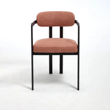 Mid-Century Modern Dining Chairs Set of 2  Soft Upholstered Fabric Chairs Black Metal Legs Ergonomic Comfort for Dining Room