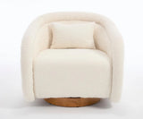 In Stock at Overseas Warehouse: 1pc/Box Luxury Boucle Fabric Swivel Accent Chairs for Living Room Furniture (white/wine Red)