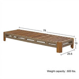 Acacia Wood Outdoor Patio Chaise Lounge with Adjustable Backrest