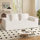 Modern Boucle Chenille Three Seat Sofa Bed Non-Assembly No Legs Cloud Sofa Removable Pillows Sponge Filling Convertible Massage