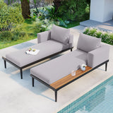 Outdoor Patio Chaise Lounger for 2 Person