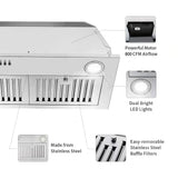 Range Hood Insert 36 Inch 600CFM Stainless Steel Household Built-in Vent Hood , Kitchen Ventilation Stove Exhaust Fan,