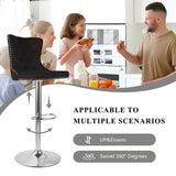 Velvet Swivel Bar Stools Modern High Back Metal Footrest Adjustable Water Resistant for Hotel Dining Living Room Workshop (Set of 2)