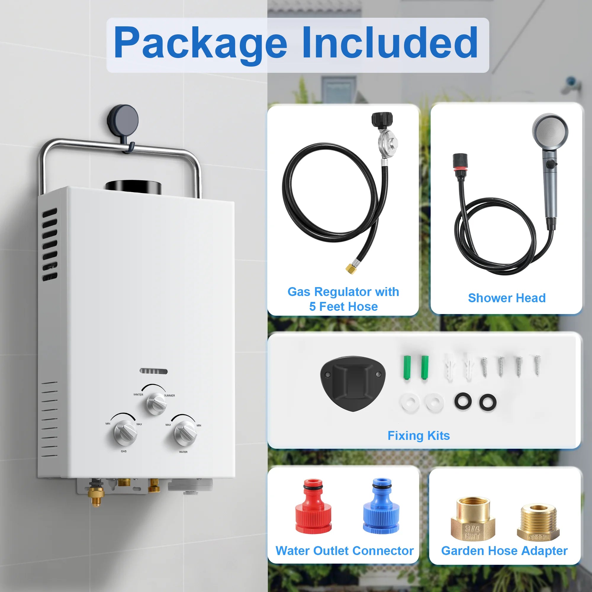 Outdoor Propane Tankless Water Heater - 6L 1.58 GPM Portable Gas Water Heater with Handle & Overheating Protec - view 5