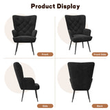 Mid Century Modern Velvet Convertible Accent Chair Durable Tufted Button Wing Back Metal Legs Living Room Home Apartment Dining