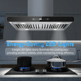 Island Range Hood 30 Inch, 700 CFM Dual-Sided Ceiling Mount Vent Hood, Touch,Gesture & Remote Control, 3-Speed Fan,4 LED Lights
