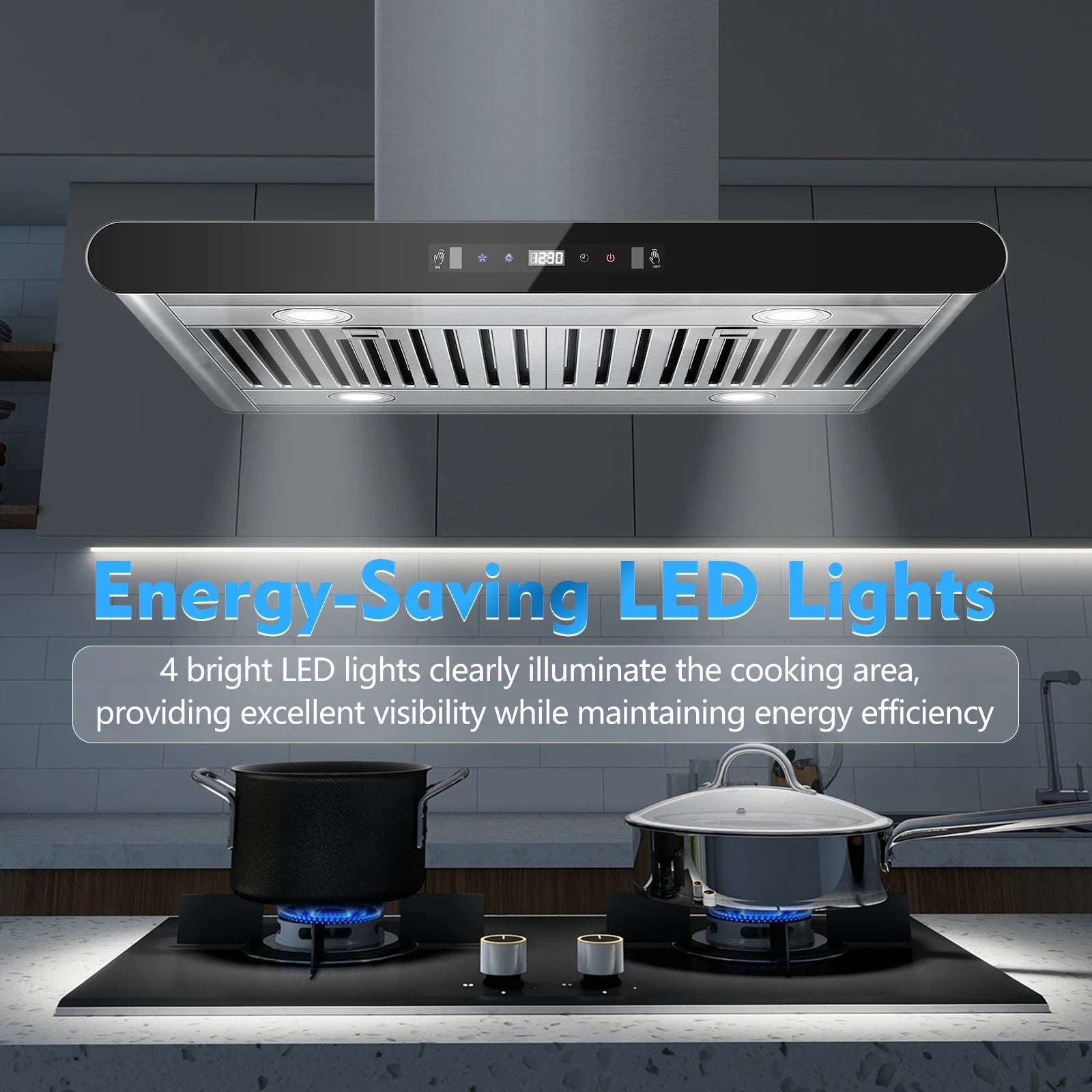 Island Range Hood 30 Inch, 700 CFM Dual-Sided Ceiling Mount Vent Hood, Touch,Gesture & Remote Control, 3-Speed - view 5