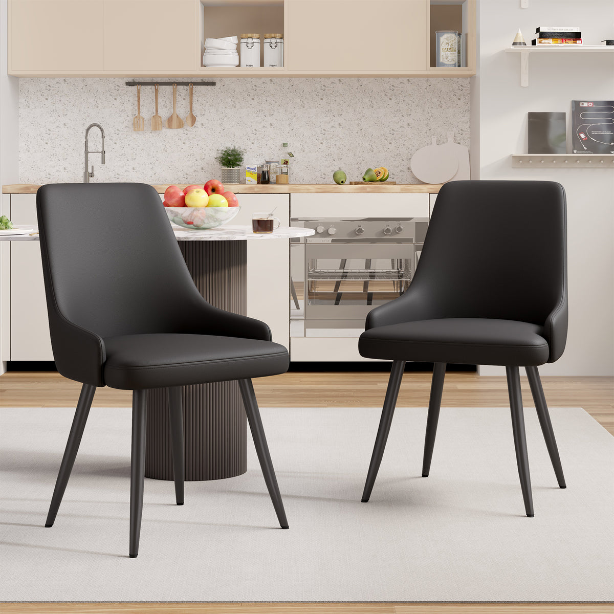 Contemporary Reclining Dining Chairs PU Leather Upholstered Eco-Friendly Waterproof Thick Cushion Home Office Apartment (Set of 2)