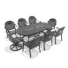 9-Piece Aluminum Outdoor Patio Dining Set, Include 2 Swivel Chairs, 6 Dining Chairs and Oval Table
