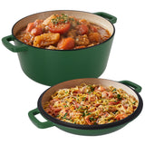 6QT Ceramic Dutch Oven 2QT Aluminum Lid Ceramic Non-Stick Coating Stainless Steel Bottom Dishwasher Safe Oven Safe Roasting Gas