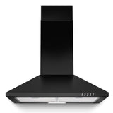 Black Range Hood,Wall Mount Range Hood 24 Inch,Stainless Steel Kitchen Hood Aluminum Filters,3 Speed Exhaust Fan LED Light