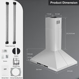 30" Island Range Hood 700 CFM Ceiling Mount Kitchen Vent Hood with Gesture/Touch Control, 3Speed Fan & 4 LED Lights,Time Setting