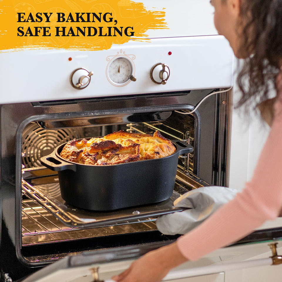 4.5QT Cast Iron Enameled Eco-Friendly Heat Resistant Dutch Oven Lid Silicone Oven Mitts Non-Stick Bread Baking Pot PFOA/PTFE