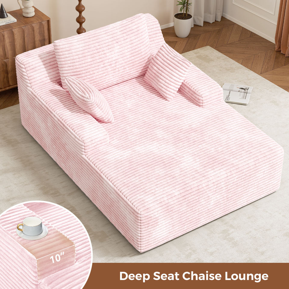 Modern Convertible Reclining Oversized Extendable Chaise Lounge Chair Living Room Iron Frame Velvet Deep Seat Sofa Bed Sleeper